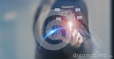 ChatGPT, using and chatting artificial intelligence chatbot. Digital chatbot, chatGPT, robot application Stock Photo