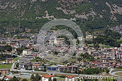 Chatillon, Aosta Valley, Italy- 07/10/2021- Top view of the city Editorial Stock Photo