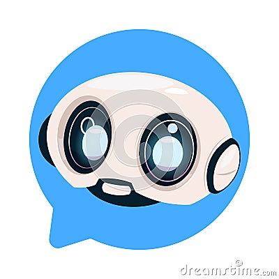 Chatter Bot Cute Robot Icon In Speech Bubble Icon Concept Of Chatbot Or Chat BotTechnology Vector Illustration