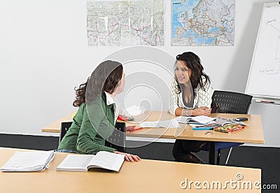 Chatting in class Stock Photo