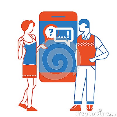 Chatting concept. chatting with chatbot on smartphone. Vector illustration Vector Illustration