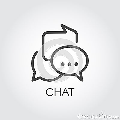 Chatting icon in outline style. Dialog speech contour bubbles. Messages or conversation line pictograph. UI element Vector Illustration