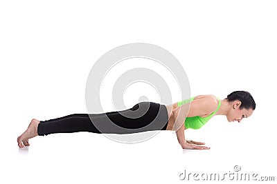 Chaturanga dandasana, four-limbed staff yoga pose Stock Photo