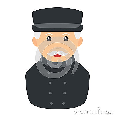 Chauffeur Man Avatar Flat Icon on White Vector Illustration