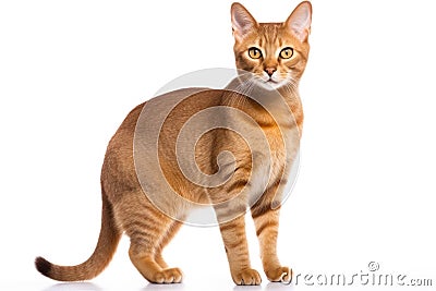 Chausie Cat Stands On A White Background Stock Photo