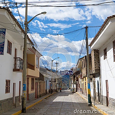 Chavin de Huantar, Ancash / Peru: 12 June, 2016: deserted main street of the town of Chavin de Huantar in Peru Editorial Stock Photo