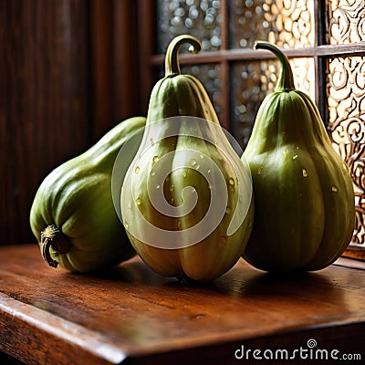 Chayote fresh raw organic vegetable Stock Photo