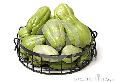 Chayote is a member of the squash Stock Photo