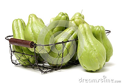 Chayote is a member of the squash, i buy from suppermaket Stock Photo