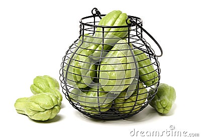 Chayote is a member of the squash Stock Photo