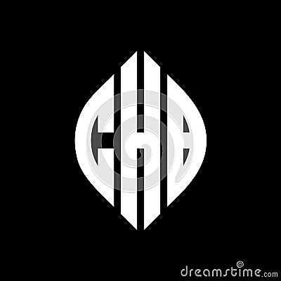CHB circle letter logo design with circle and ellipse shape. CHB ellipse letters with typographic style. The three initials form a Vector Illustration