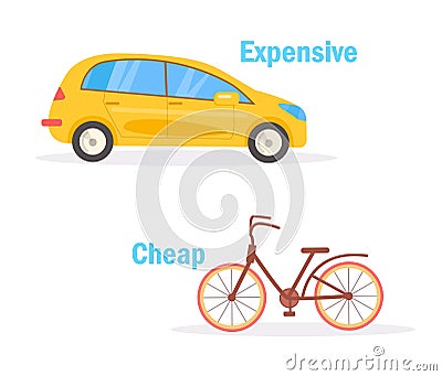 Cheap Expensive Vector. Cartoon Vector Illustration