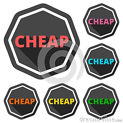 Cheap icons set with long shadow Stock Photo
