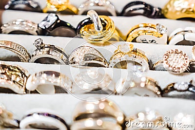Cheap jewelry for women made of base metals Editorial Stock Photo