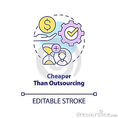 Cheaper than outsourcing concept icon Vector Illustration