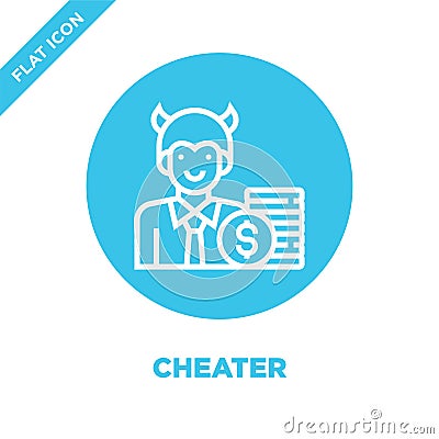 cheater icon vector from corruption elements collection. Thin line cheater outline icon vector illustration. Linear symbol for Vector Illustration