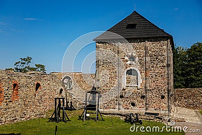 Cheb, Western Bohemia, Czech Republic, 14 August 2021: Gothic stone castle, medieval historic fortress or stronghold in sunny Editorial Stock Photo