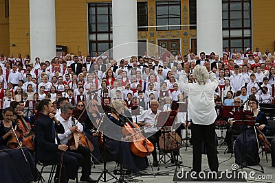 Day of Slavic Writing and Culture in Chuvashia. Performance of the symphonic chapel and the consolidated choir of Chuvashia. Editorial Stock Photo