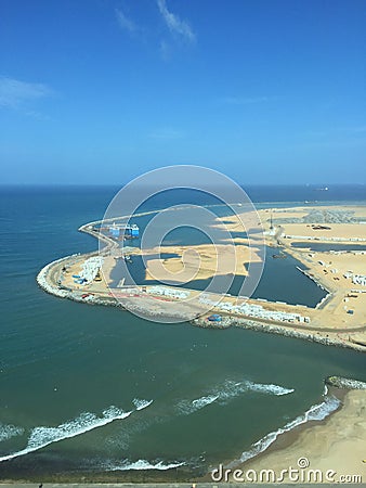 CHEC Port City Colombo - Artifical Island Construction Editorial Stock Photo