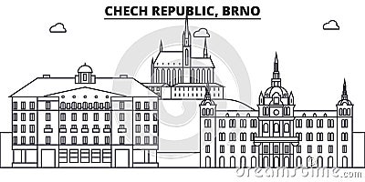 Chech Republic, Brno architecture line skyline illustration. Linear vector cityscape with famous landmarks, city sights Vector Illustration