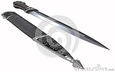 Chechen dagger - weapon of the Caucasus - 3d illustration Cartoon Illustration