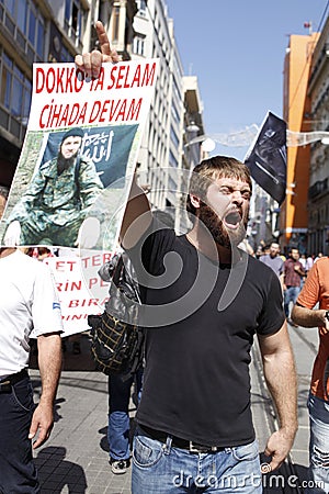 Chechen protest in Istanbul,Turkey Editorial Stock Photo