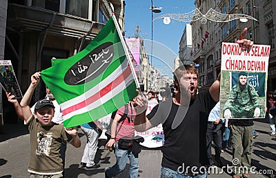 Chechen protest in Istanbul,Turkey Editorial Stock Photo