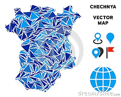 Blue Triangle Chechnya Map Vector Illustration