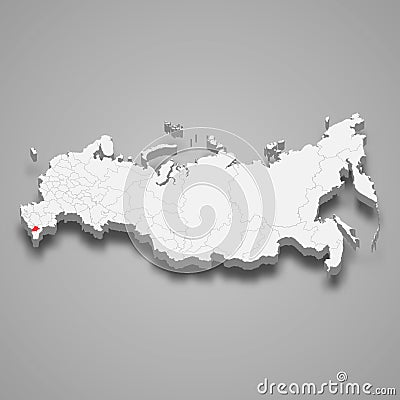 Chechnya region location within Russia 3d map Vector Illustration