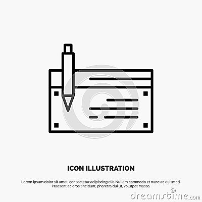 Check, Account, Bank, Banking, Finance, Financial, Payment Line Icon Vector Vector Illustration