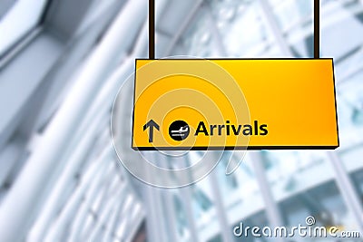 Check in, Airport Departure & Arrival information board sign Stock Photo