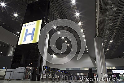 Check-in area of Guarulhos International Airport, GRU Editorial Stock Photo