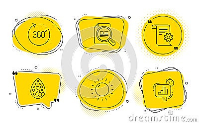 Sunny weather, Artificial colors and 360 degrees icons set. Vector Vector Illustration