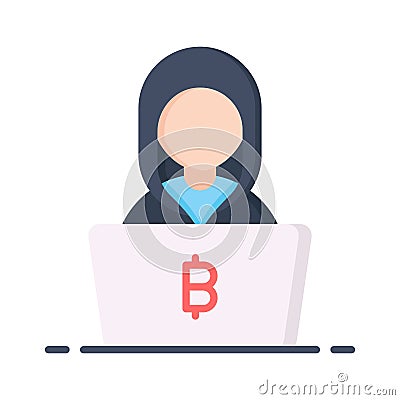 Check this beautiful vector of bitcoin hacker, ready to use icon Vector Illustration