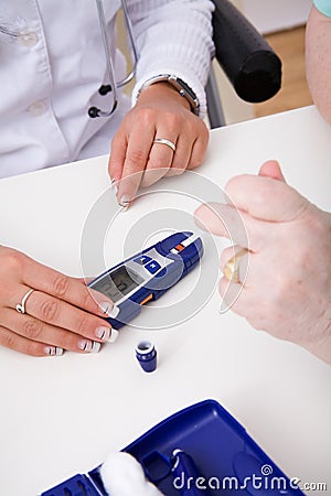 Check the blood-sugar level Stock Photo