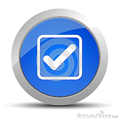 Check box icon blue round button illustration Cartoon Illustration