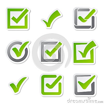 Check box icons of vote mark sign choice yes symbol and correct design right agreement voting form button question Vector Illustration