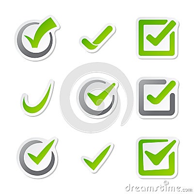 Check box icons of vote mark sign choice yes symbol and correct design right agreement voting form button question Vector Illustration