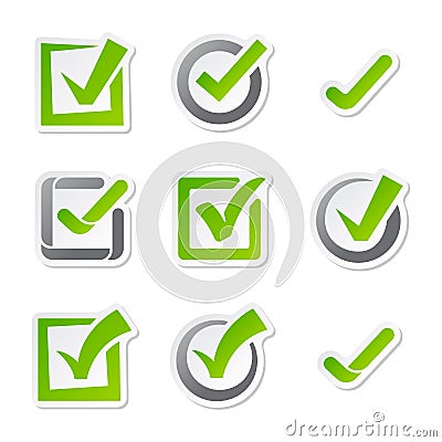 Check box icons of vote mark sign choice yes symbol and correct design right agreement voting form button question Vector Illustration