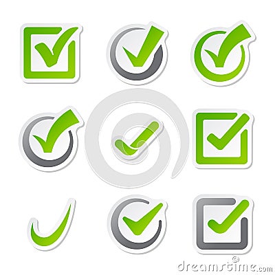 Check box icons of vote mark sign choice yes symbol and correct design right agreement voting form button question Vector Illustration