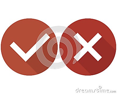 Check box list icons set, green and red isolated on white background, Cartoon Illustration