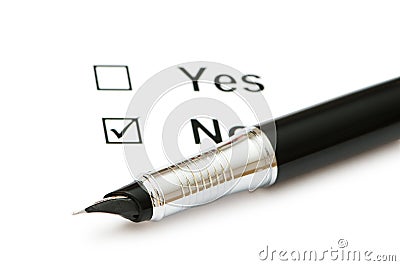 Check boxes and pen isolated Stock Photo