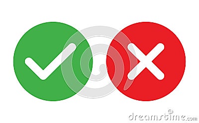 Check and Cancel Button. Yes and No symbol. Accepted and Rejected, Approved and Disapproved Web Button Vector Illustration