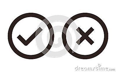Check and Cancel Button. Yes and No symbol. Accepted and Rejected, Approved and Disapproved Web Button Vector Illustration