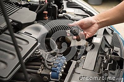 Check Car radiator,Car maintenance,Check car yourself Stock Photo