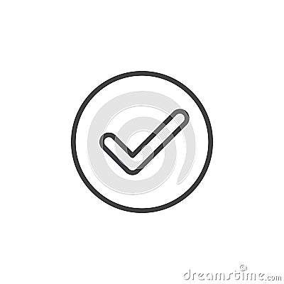 Check, checkmark circular line icon. Round simple sign. Vector Illustration