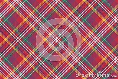 Check colored diagonal plaid madras seamless background Vector Illustration