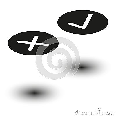 Check and cross icons. Approve and reject mark pictograms. Vector illustration. EPS 10. Vector Illustration