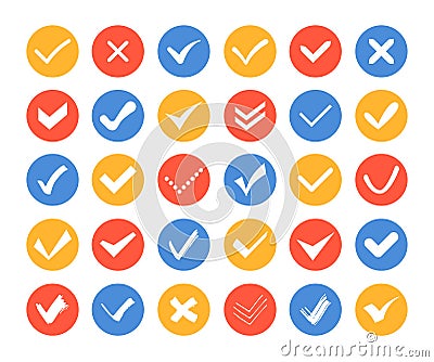 Check and cross marks icons - set of web elements Vector Illustration