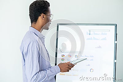 check data male worker presentation report Stock Photo